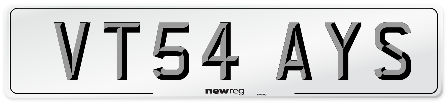 VT54 AYS Number Plate from New Reg